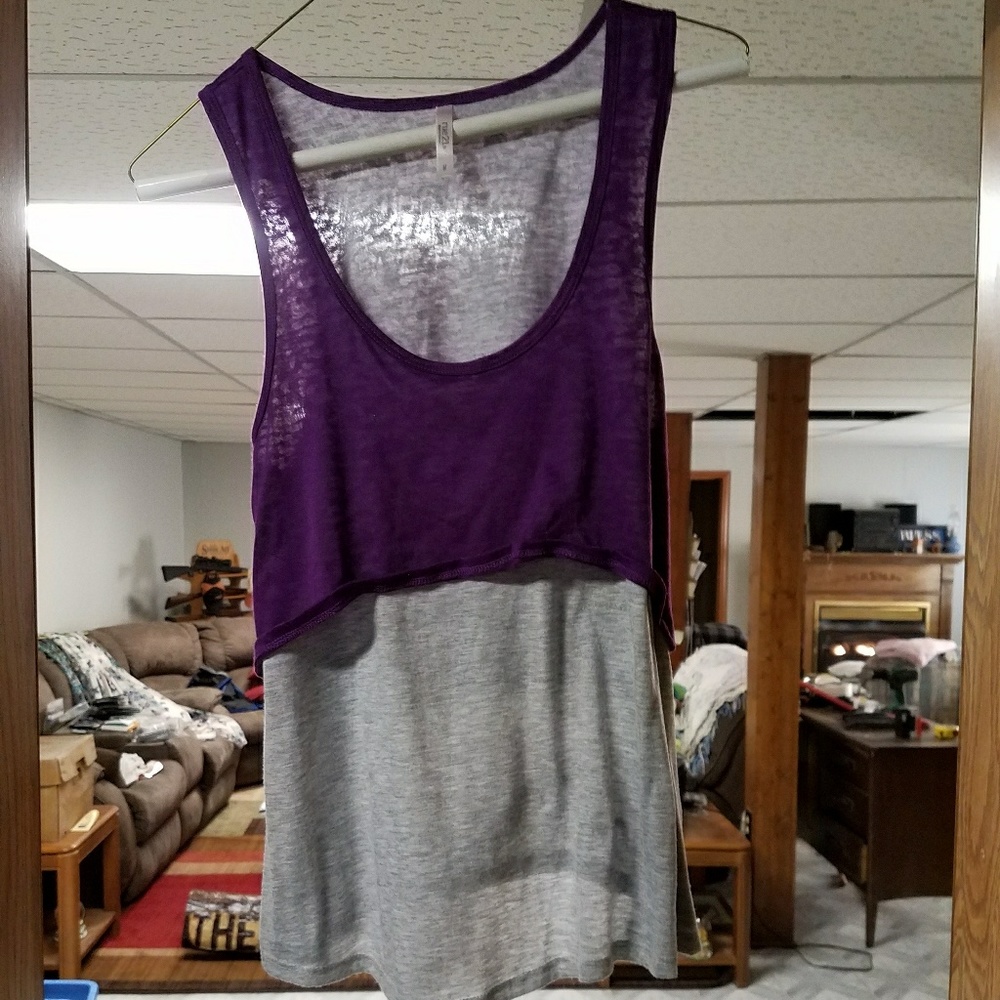 Purple crop top/ Grey tank top